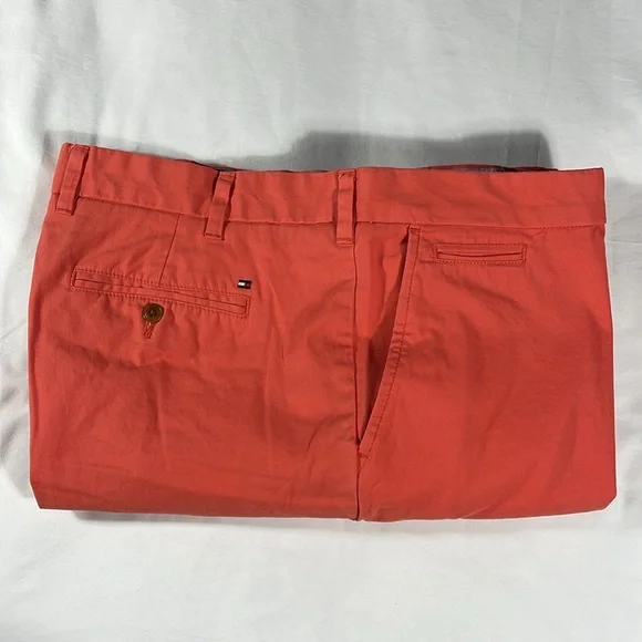 Tommy Hilfiger mens salmon pink basic flat front 8" chino shorts - size 42 - Picture 11 of 11